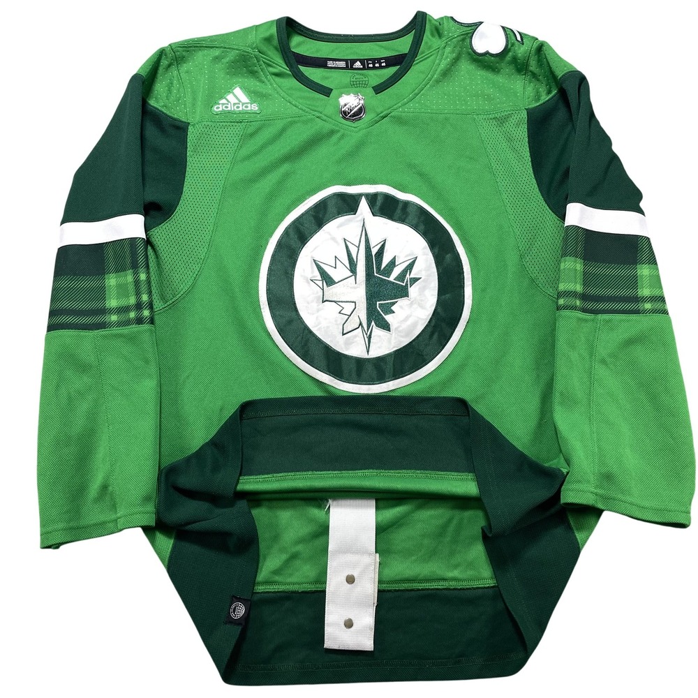 Winnipeg Jets Jersey Mens Small Green NHL Hockey Shamrock Fight Strap Adidas